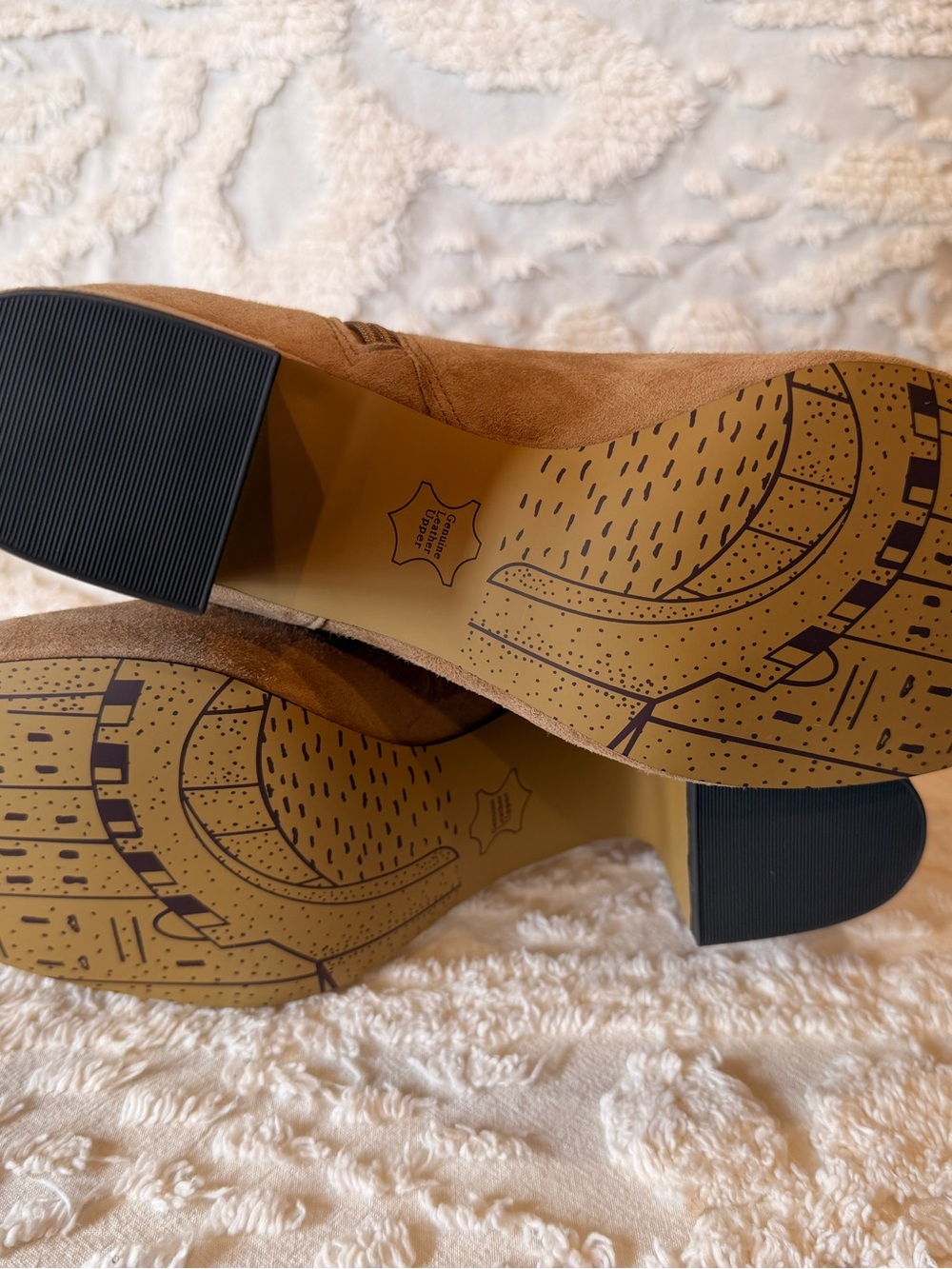 Bella Vita Tan Suede Block Heel Ankle Boots with Gold Accent 690 - Picture 6 of 8